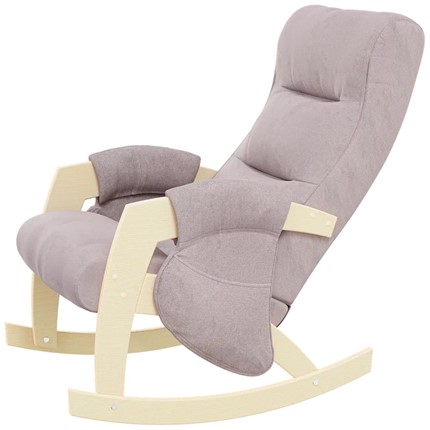Кресло-качалка ЭЛИТ с карманами Джанни (каркас дуб, сиденье серо-розовое) в Нальчике - изображение