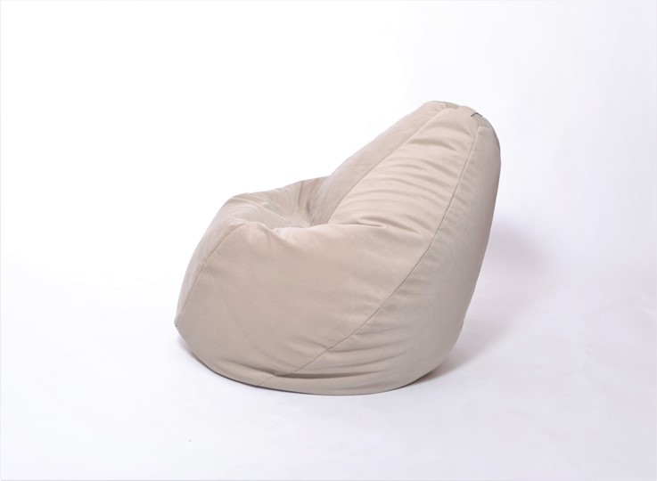 Кресло-мешок Груша среднее, велюр однотон, бежевое в Нальчике - изображение 2