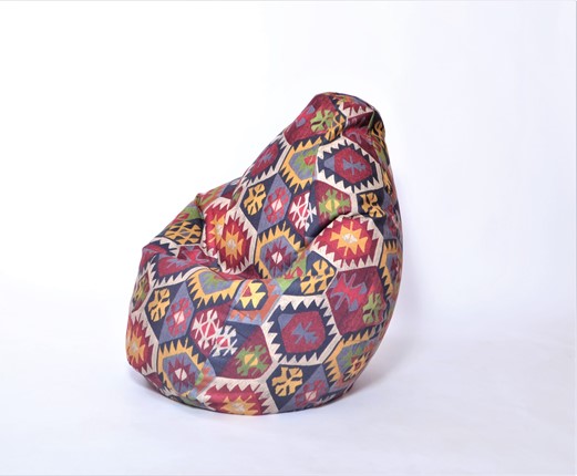 Кресло-мешок Груша малое, велюр принт, мехико графит в Нальчике - изображение
