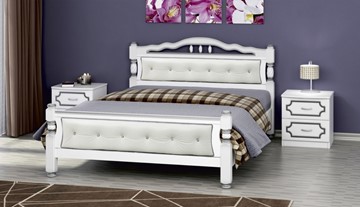 Полутороспальная кровать Карина-11 (Белый Жемчуг, светлая обивка) 140х200 в Нальчике