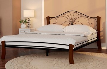 Кровать двуспальная Фортуна 4 Лайт, 1600, черный/махагон в Нальчике