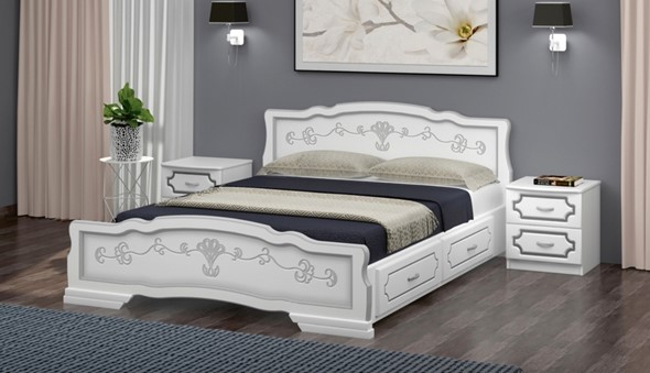Кровать с выкатными ящиками Карина-6 (Белый Жемчуг) 180х200 в Нальчике - изображение