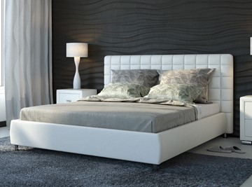 Кровать двуспальная Corso-3 200x200, Экокожа (Белый) в Нальчике