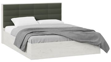 Спальная кровать Агата тип 1 (Дуб крафт белый, Велюр Серый) в Нальчике