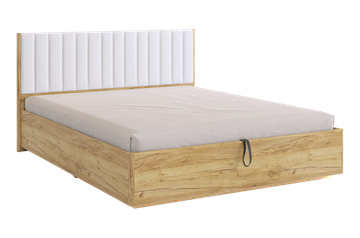 Кровать спальная с подъемным механизмом Адам, дуб крафт золотой/белоснежный (экокожа) в Нальчике