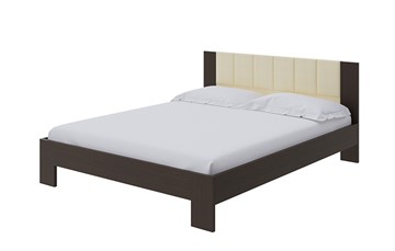 Двуспальная кровать Soft 1, 180х200, ЛДСП Венге+экокожа (Дуб Венге/Athens Светло-бежевый) в Нальчике