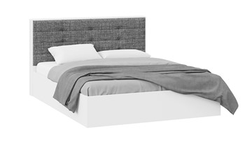 Двуспальная кровать с подъемным механизмом Тесса (Белый Жемчуг/Рогожка серая) в Нальчике