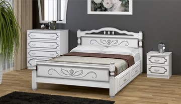 Кровать с выкатными ящиками Карина-5 (Белый Жемчуг) 120х200 в Нальчике