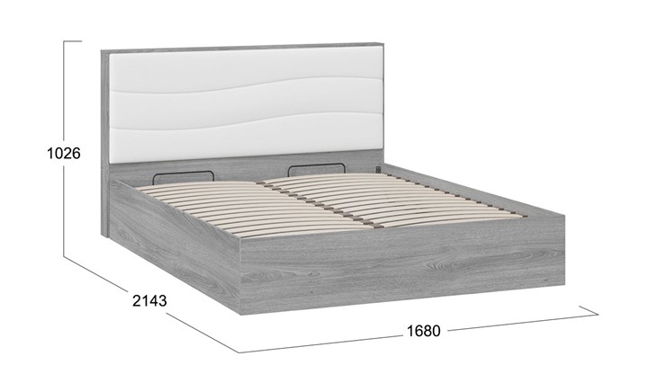 Кровать с механизмом 2-спальная Миранда тип 1 (Дуб Гамильтон/Белый глянец) в Нальчике - изображение 1