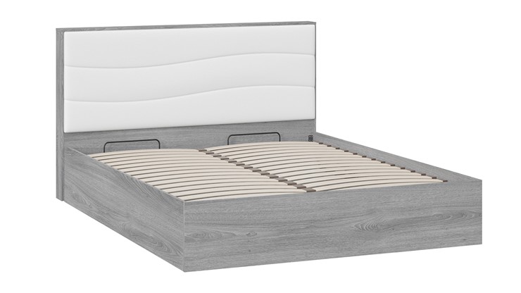 Кровать с механизмом 2-спальная Миранда тип 1 (Дуб Гамильтон/Белый глянец) в Нальчике - изображение 2