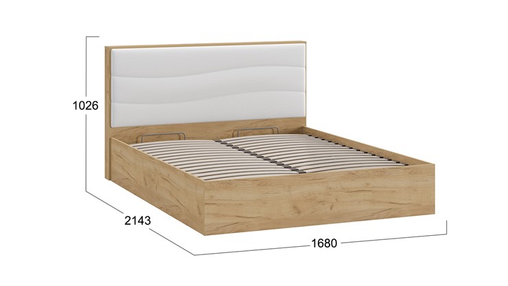 Кровать с механизмом двуспальная Миранда тип 1 (Дуб крафт золотой/Белый глянец) в Нальчике - изображение 1
