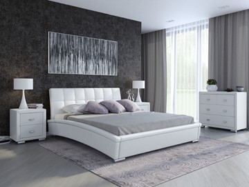 Кровать спальная Corso-1L 180х200, Экокожа (Белый) в Нальчике