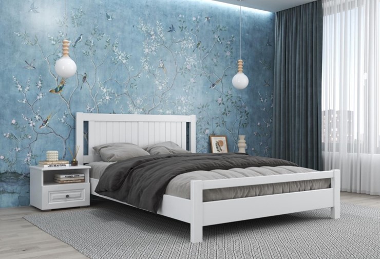 Спальная кровать Ванесса из массива сосны (Белый Античный) 160х200 в Нальчике - изображение 1