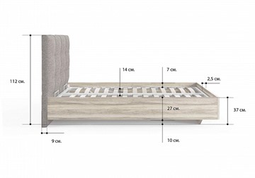 Кровать с подъемным механизмом Victoria (ясень анкор) 140х200 в Нальчике - предосмотр 1