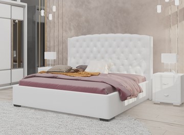 Кровать 2-х спальная Dario Slim 160x200, Экокожа (Белый) в Нальчике