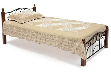 Спальная кровать AT-808 дерево гевея/металл, 90*200 см (Single bed), красный дуб/черный в Нальчике