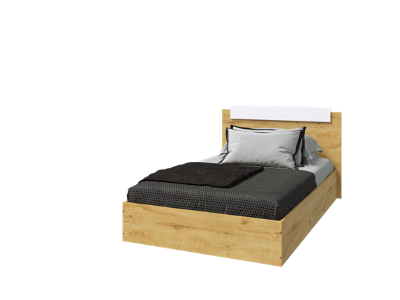 Спальная кровать Эко 900 ЛДСП, Дуб вотан/Белый в Нальчике - изображение