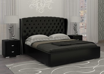 Кровать 2-спальная Dario Grace 140x200, Экокожа (Черный) в Нальчике