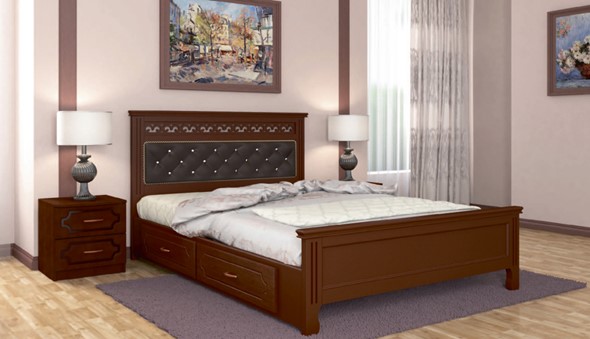 Кровать с выкатными ящиками Грация (Орех) 160х200 в Нальчике - изображение