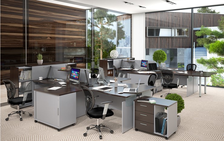 Комплект офисной мебели OFFIX-NEW для двух сотрудников и руководителя в Нальчике - изображение 1