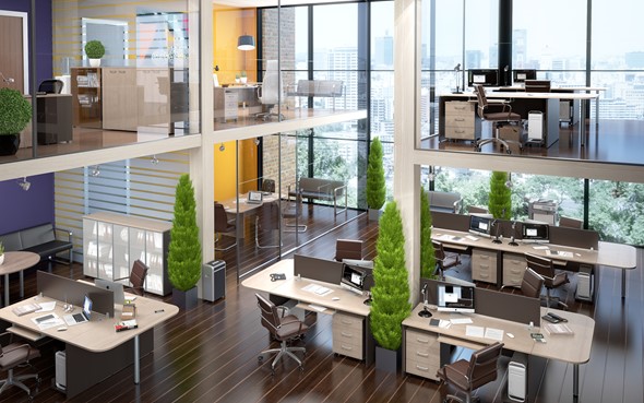 Набор мебели в офис Xten в опенспэйс для четырех сотрудников в Нальчике - изображение