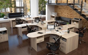 Офисный набор мебели SIMPLE с эргономичными столами и тумбами в Нальчике - предосмотр
