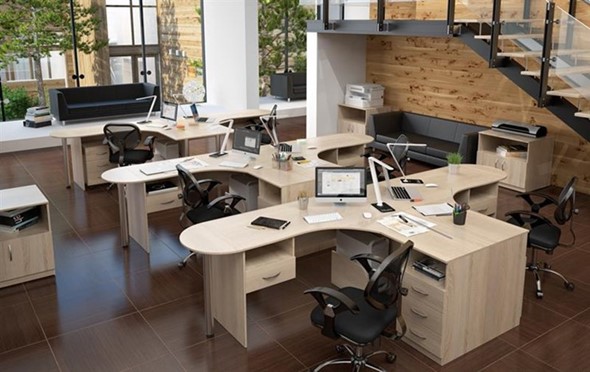 Офисный набор мебели SIMPLE с эргономичными столами и тумбами в Нальчике - изображение