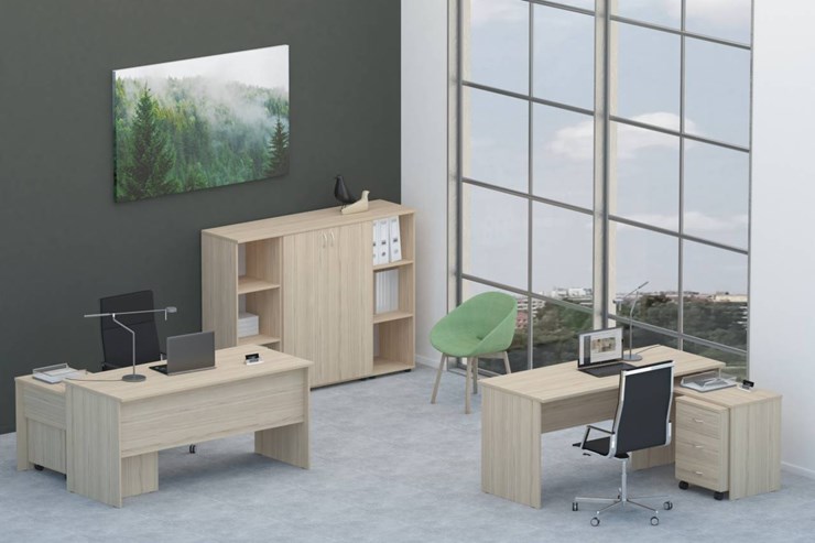 Офисный комплект мебели Twin для 2 сотрудников со шкафом для документов в Нальчике - изображение