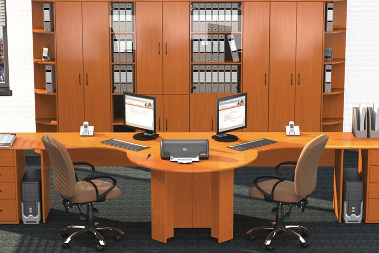 Офисный комплект мебели Классик для двух сотрудников с большим шкафом в Нальчике - изображение