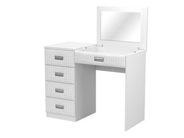 Косметический столик Como/Veda, с зеркалом, 4 ящика, левый, ЛДСП белый/кайман белый в Нальчике