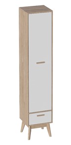Детский шкаф одностворчатый Калгари, Дуб натуральный светлый/Белый матовый в Нальчике
