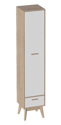 Детский шкаф одностворчатый Калгари, Дуб натуральный светлый/Белый матовый в Нальчике - изображение