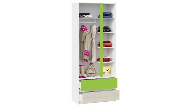 Детский шкаф Сканди СМ-386.07.26-26 (Дуб Гарден, Белая, Зеленый) в Нальчике - изображение 1