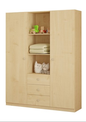 Шкаф с ящиками трехсекционный POLINI Kids Simple Натуральный в Нальчике - изображение