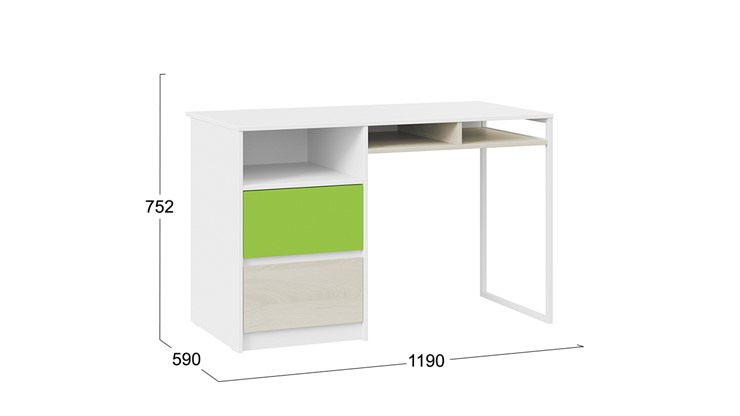 Письменный стол Сканди СМ-386.15.02-20 (Дуб Гарден, Белая, Зеленый) в Нальчике - изображение 4