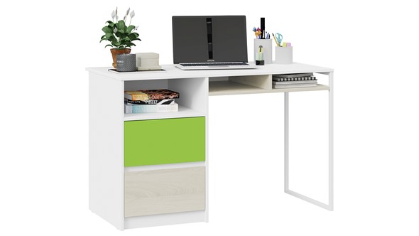 Письменный стол Сканди СМ-386.15.02-20 (Дуб Гарден, Белая, Зеленый) в Нальчике - изображение