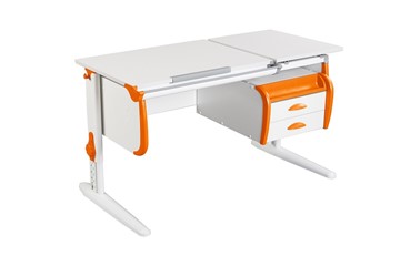 Детский стол-трансформер 1/75-40 (СУТ.25) + Tumba 3  белый/белый/Оранжевый в Нальчике