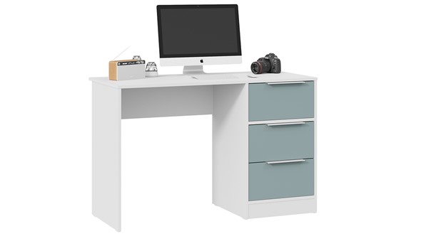 Стол письменный Марли Тип 1 (Белый/Серо-голубой) в Нальчике - изображение