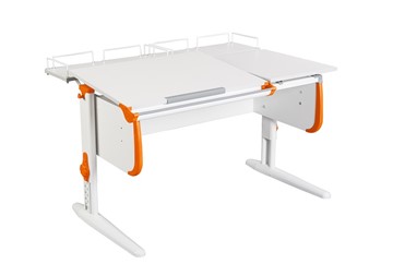 Растущий стол 1/75-40 (СУТ.25) + Polka_z 1/600 (2шт) белый/серый/Оранжевый в Нальчике