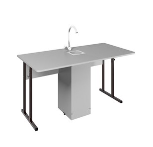 Детский стол 2-местный для кабинета химии Стандарт 7, Пластик Серый/Коричневый в Нальчике