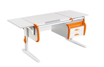Детский стол-трансформер 1/75-40 (СУТ.25) + Polka_b 1/550 + Tumba 3 белый/белый/Оранжевый в Нальчике