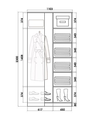Шкаф угловой с двумя зеркалами, 2400х1103, ХИТ У-24-4-55, белая шагрень в Нальчике - изображение 2
