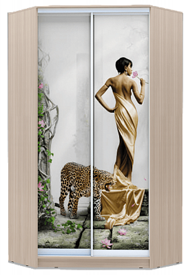 Шкаф 2300х1103, ХИТ У-23-4-77-03, Девушка с леопардом, шимо светлый в Нальчике - изображение