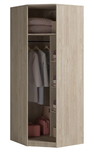 Распашной угловой шкаф Светлана, с зеркалом, белый/дуб сонома в Нальчике - изображение 1