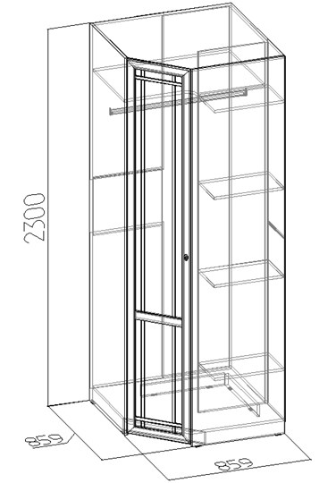 Распашной угловой шкаф Sherlock 63+ фасад стандарт, Дуб Сонома в Нальчике - изображение 2