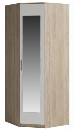 Распашной угловой шкаф Светлана, с зеркалом, белый/дуб сонома в Нальчике - изображение