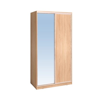 Шкаф 2-х дверный 1200 Домашний Зеркало/ЛДСП, Дуб Сонома в Нальчике - изображение