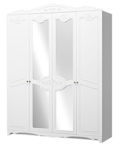 Шкаф четырехдверный в спальню Лотос ШР-4 (Белый) 2 зеркала в Нальчике