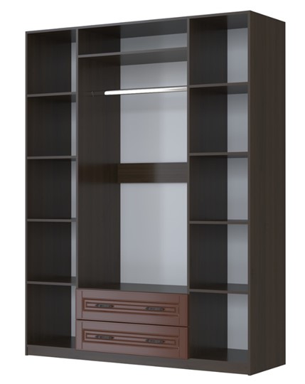 Шкаф четырехстворчатый Кантри, лак орех ШР-4, с 2мя зеркалами в Нальчике - изображение 1