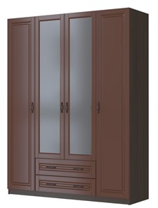 Шкаф четырехстворчатый Кантри, лак орех ШР-4, с 2мя зеркалами в Нальчике - предосмотр